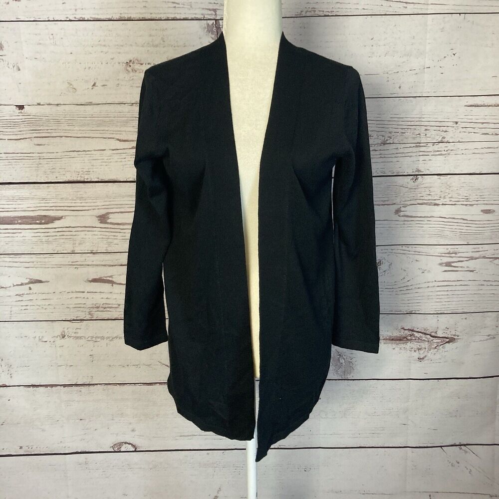 John + Jenn Sweater Womens XS‎ Black Open Front Cardigan Lace Up Back Edgy Punk